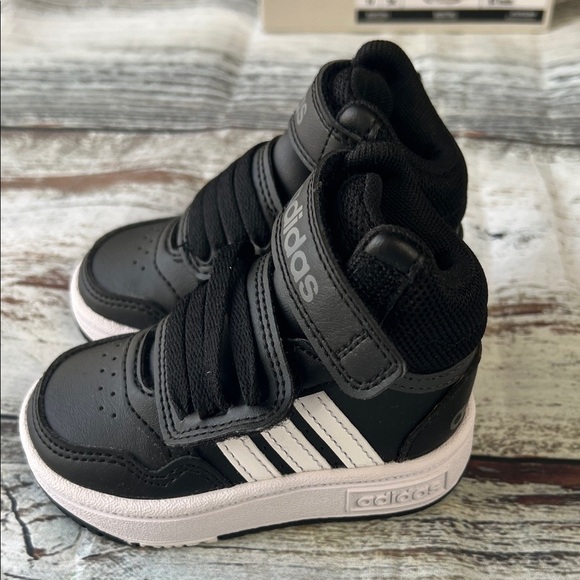 Adidas Hoops Mid 3.0 AC I Toddler Sneakers - Black/White - Size 4K - Picture 5 of 11